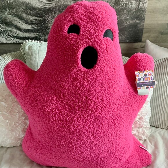 NEW Novogratz Halloween HUGE Hot Pink Ghost Pillow - Picture 1 of 1